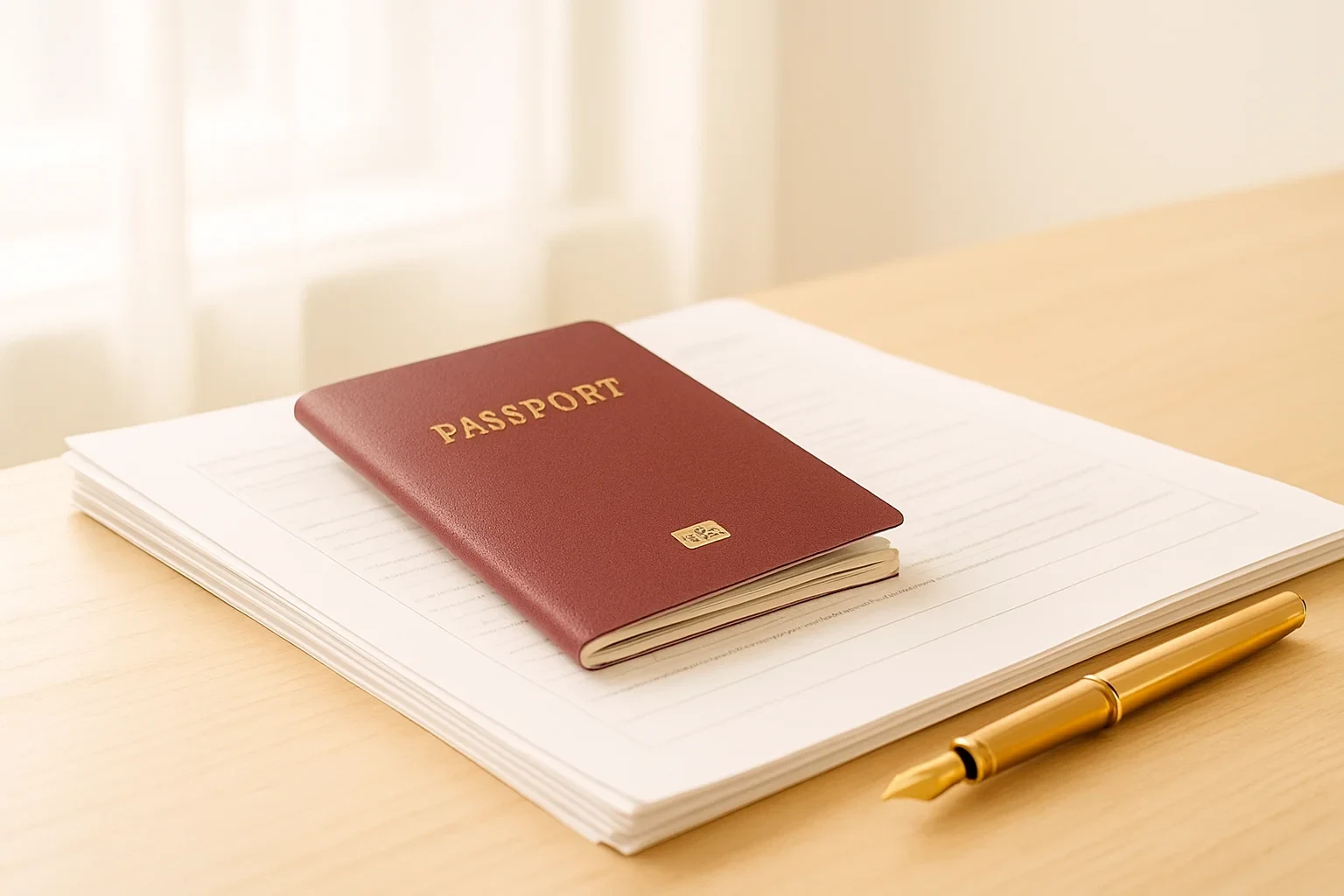 Turkish citizenship application file and passport on a desk