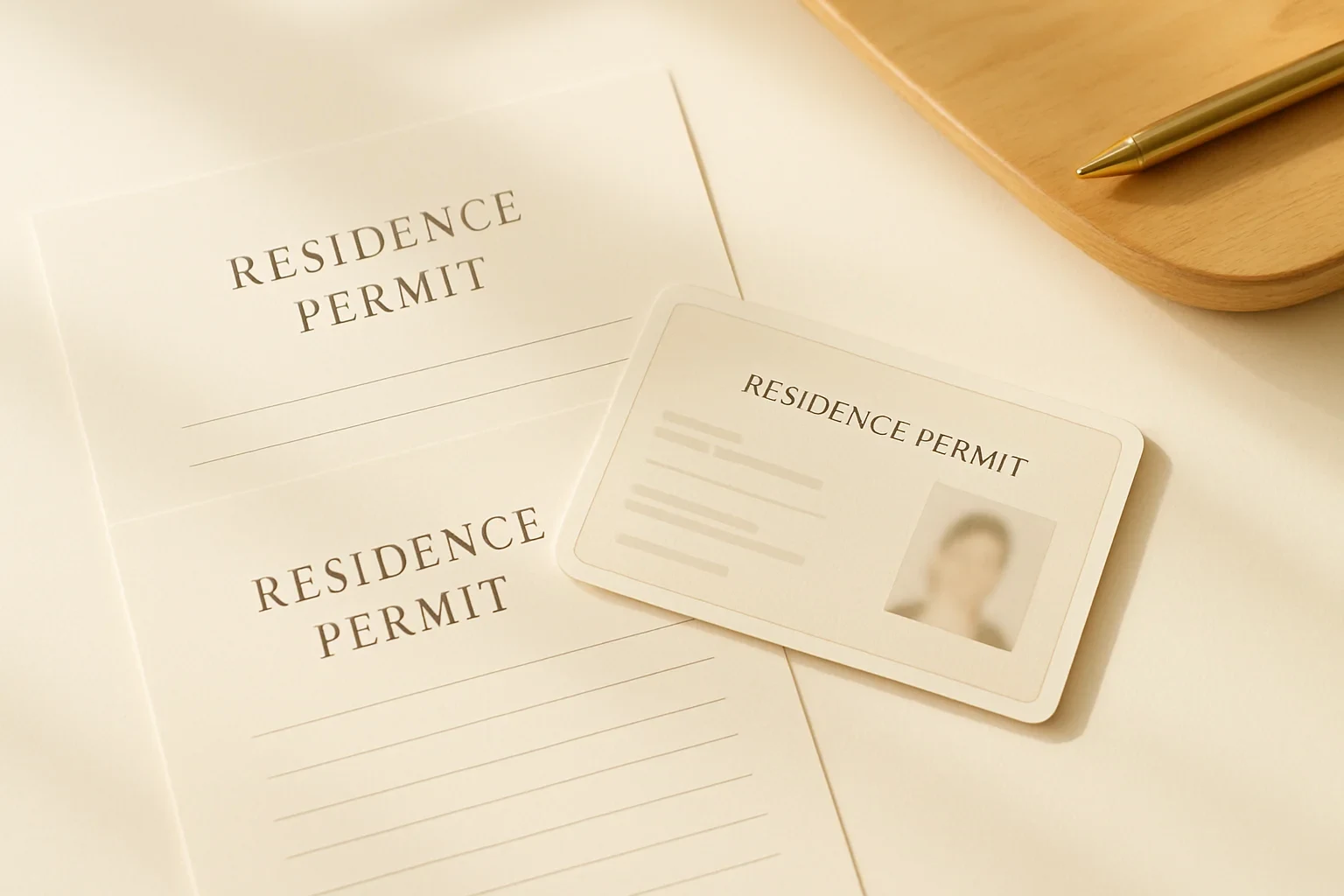 Residence permit documents at a Turkish immigration law office