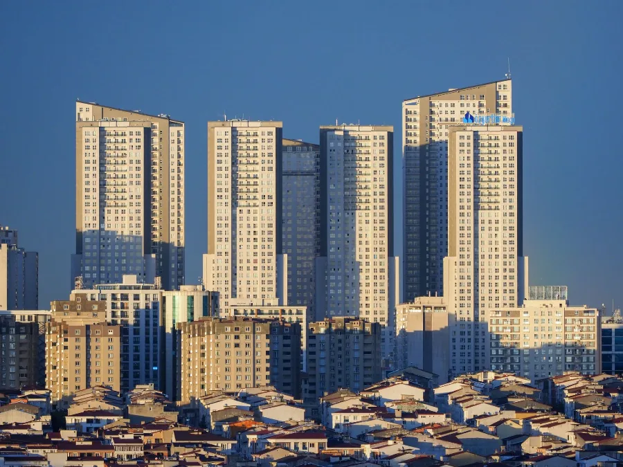 Modern residential towers rising above low-rise housing in Istanbul